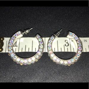 Crystal AB (Aurora Borealis) Hoop Earrings.